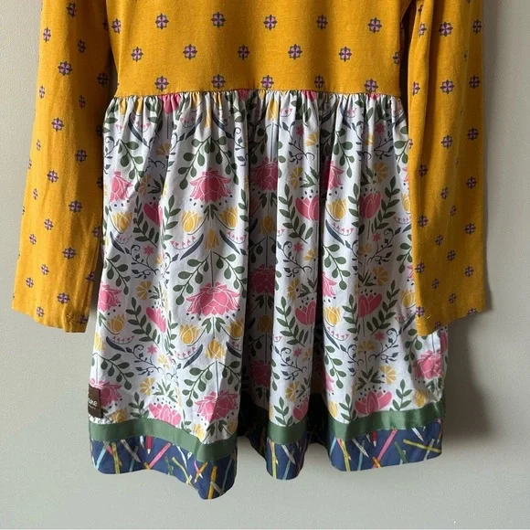 Matilda Jane 6 Choose Your Own Path Gold Star Pencil Dress Mustard Yellow Floral - Picture 10 of 10